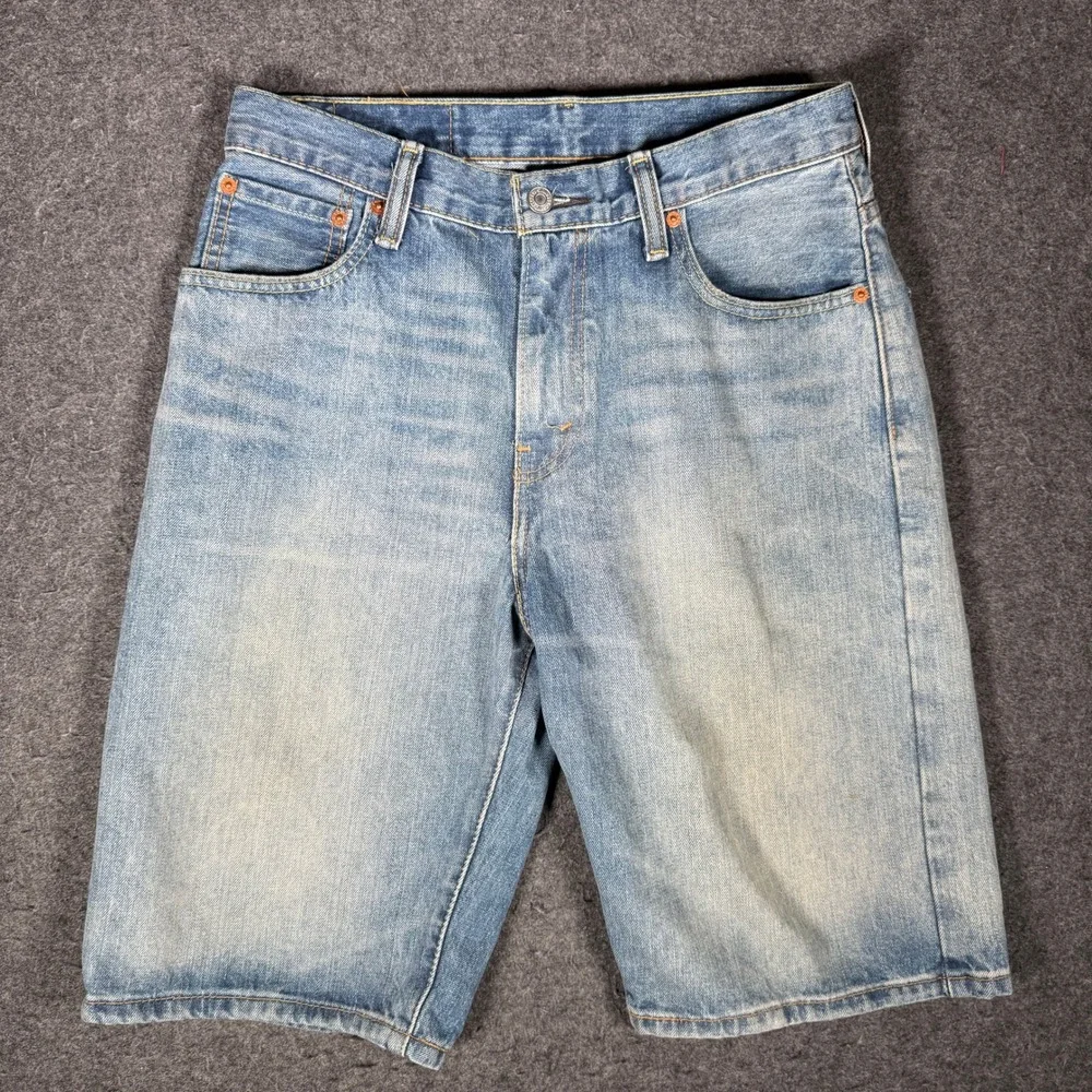 Levis 569 Loose Straight Denim Shorts Mens W30 Light Wash Blue 13303
